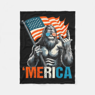 Bigfoot Merica Rock USA Amerikanische Flagge 4. Ju Fleecedecke