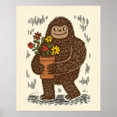 Bigfoot mit Blumen Süße Wandkunst Poster Druck (Vorne)