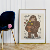 Bigfoot mit Blumen Süße Wandkunst Poster Druck