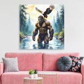 Bigfoot mit einem Adler auf der Schulter Leinwanddruck (Insitu (Wohnzimmer))