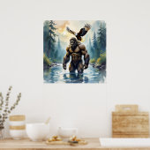 Bigfoot mit einem Adler auf der Schulter Poster (Küche)