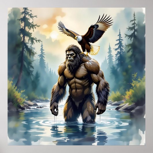 Bigfoot mit einem Adler auf der Schulter Poster (Vorne)