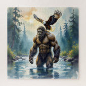 Bigfoot mit einem Adler auf der Schulter Puzzle (Vertikal)