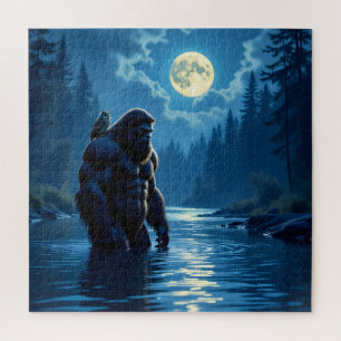 Bigfoot mit einer Eule auf der Schulter Puzzle