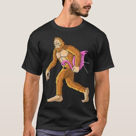 Bigfoot mit Flamingo Tierkostümgeschenk T-Shirt (Vorderseite)