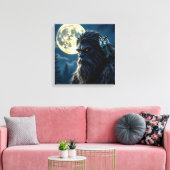 Bigfoot mit leuchtenden Augen und Eule auf der Sch Leinwanddruck (Insitu (Wohnzimmer))