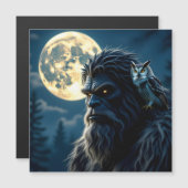 Bigfoot mit leuchtenden Augen und Eule auf der Sch Magnetkarte (Vorne/Hinten)