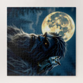 Bigfoot mit leuchtenden Augen und Eule auf der Sch Puzzle (Horizontal)