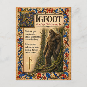 Bigfoot, mittelalterliche Bestiarien-Kunst Postkarte