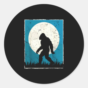 Bigfoot-Mond-Silhouette Vintage-Sasquatch Runder Aufkleber
