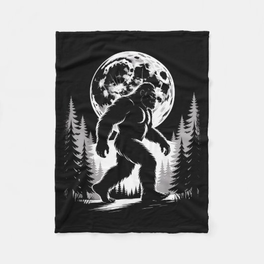 Bigfoot Mondlicht Sasquatch Wald Kryptid Outdoor Fleecedecke (Vorderseite)