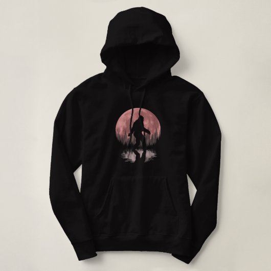 Bigfoot Moon Graphic Night Forest! Cool Sasquatch Hoodie (Design vorne)
