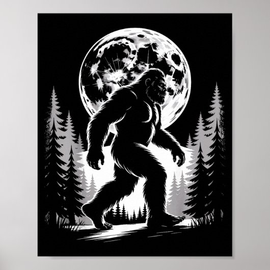 Bigfoot Moonlight Sasquatch Forest Cryptid Outdoor Poster (Vorne)