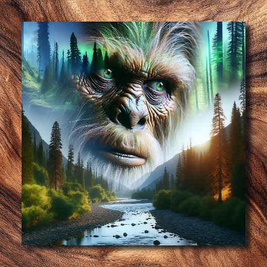 Bigfoot, Mountains, Fluss und Wald Leinwanddruck