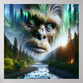 Bigfoot, Mountains, Fluss und Wald Poster