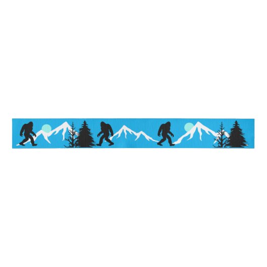 Bigfoot Mountains und Forest Pine Trees Winter Ripsband (Vorderseite)