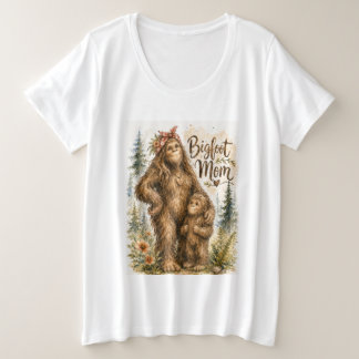 Bigfoot-Mutter Wasserfarben Wald Kryptid Familienk Große Größe T-Shirt