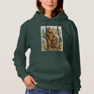 Bigfoot-Mutter Wasserfarben Wald Kryptid Familienk Hoodie