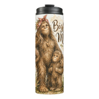 Bigfoot-Mutter Wasserfarben Wald Kryptid Familienk Thermosbecher