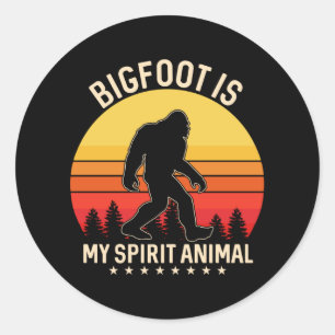 Bigfoot my Spirit Animal   Bigfoot Retro Runder Aufkleber