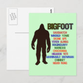 Bigfoot Names Postkarte (Vorne/Hinten)