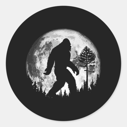 Bigfoot Night Stroll! Cooler Vollmond- und Pinienb Runder Aufkleber (Vorderseite)