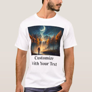 Bigfoot Night Woods Stars Moon T-Shirt