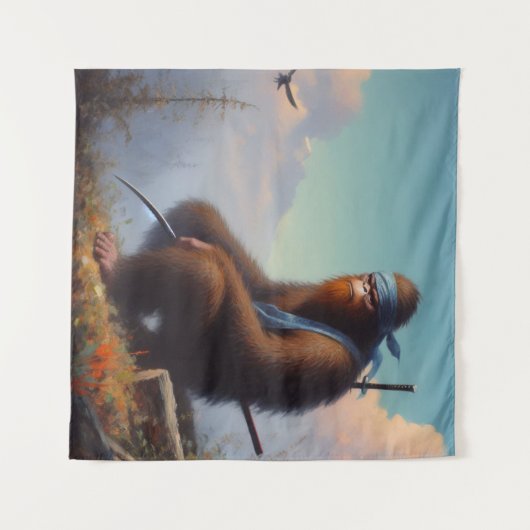 Bigfoot Ninja Wandteppich (Vorderseite (Horizontal))