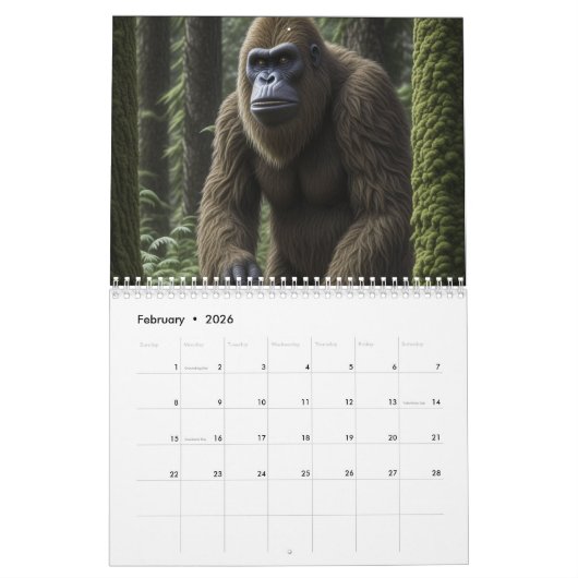 Bigfoot oder Sasquatch Cryptid Kalender (Feb 2026)