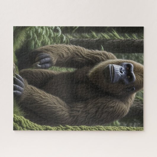 Bigfoot oder Sasquatch Squatting by a Tree Puzzle (Horizontal)