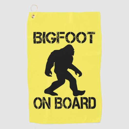 Bigfoot on Board - Funny Bigfoot Golfhandtuch (Vorderseite)