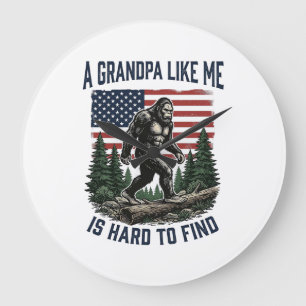 Bigfoot Opa Vintage-Amerikanische-Flagge-Shirt-Des Große Wanduhr