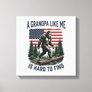 Bigfoot Opa Vintage-Amerikanische-Flagge-Shirt-Des Leinwanddruck