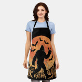 Bigfoot orange und schwarz Halloween Schürze (Getragen)