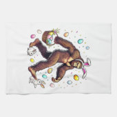 Bigfoot Ostertag Lustiger Sasquatch Geschirrtuch (Horizontal)