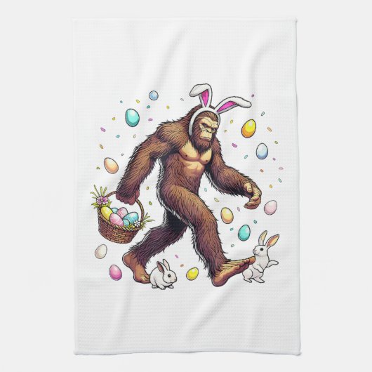 Bigfoot Ostertag Lustiger Sasquatch Geschirrtuch (Vertikal)