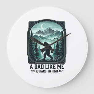 Bigfoot Papa Vintage Gravur Lustiges Vater Shirt D Große Wanduhr