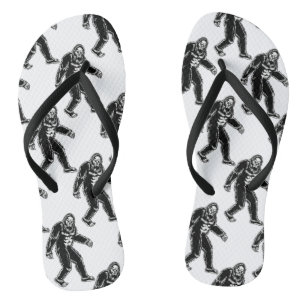 Bigfoot Pattern Schwarz-weiß Sasquatsche Monster Badesandalen
