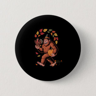 Bigfoot Pilger Truthahn Kürbis Thanksgiving Day Bo Button