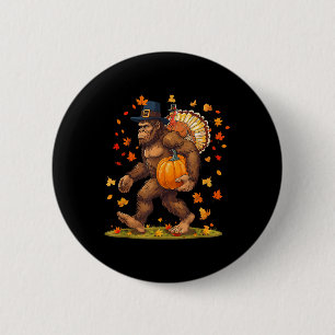 Bigfoot Pilger Truthahn Kürbis Thanksgiving Day Bo Button