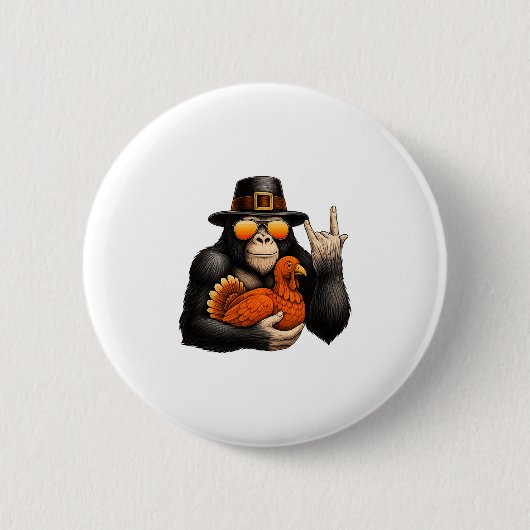 Bigfoot Pilger Truthahn Kürbis Thanksgiving Day Bo Button (Vorderseite)