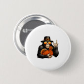 Bigfoot Pilger Truthahn Kürbis Thanksgiving Day Bo Button (Vorne & Hinten)