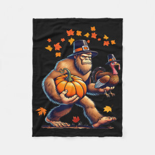 Bigfoot Pilgerhut Truthahn Tag Kürbis Thanksgiving Fleecedecke