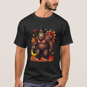 Bigfoot Pilgrim Turkey Banana Ornament Funny Danke T-Shirt