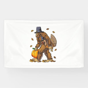Bigfoot Pilgrim Turkey Pumpkin Erntedank Day Bo Banner