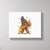 Bigfoot Pilgrim Turkey Pumpkin Erntedank Day Bo Leinwanddruck (Vorderseite)