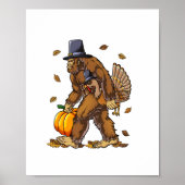 Bigfoot Pilgrim Turkey Pumpkin Erntedank Day Bo Poster (Vorne)