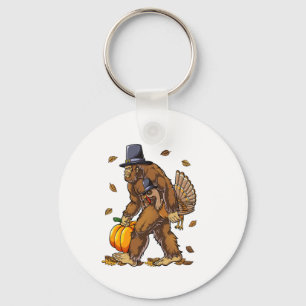 Bigfoot Pilgrim Turkey Pumpkin Erntedank Day Bo Schlüsselanhänger