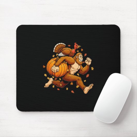 Bigfoot Pilgrim Turkey Pumpkin Thanksgiving Day Bo Mousepad (Mit Mouse)
