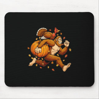 Bigfoot Pilgrim Turkey Pumpkin Thanksgiving Day Bo Mousepad